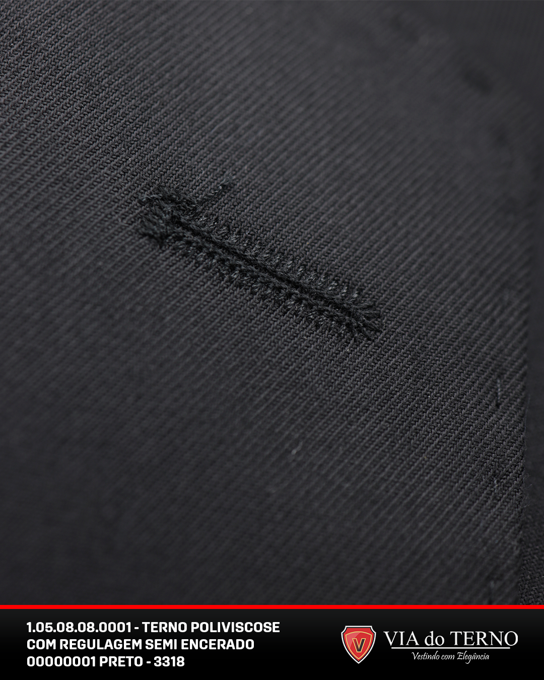 05 terno slim calca c regulagem preto semi encerado poliviscose