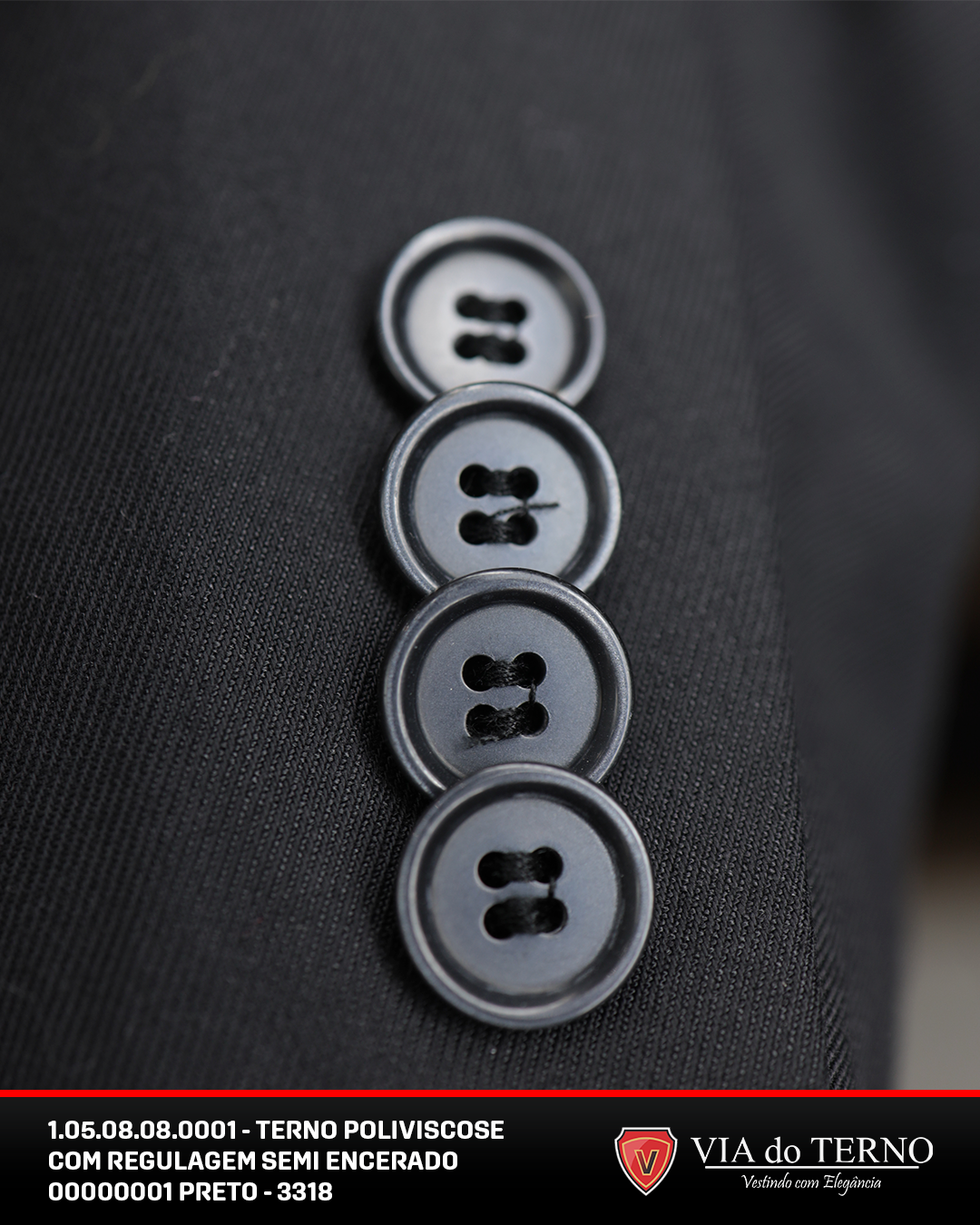 07 terno slim calca c regulagem preto semi encerado poliviscose