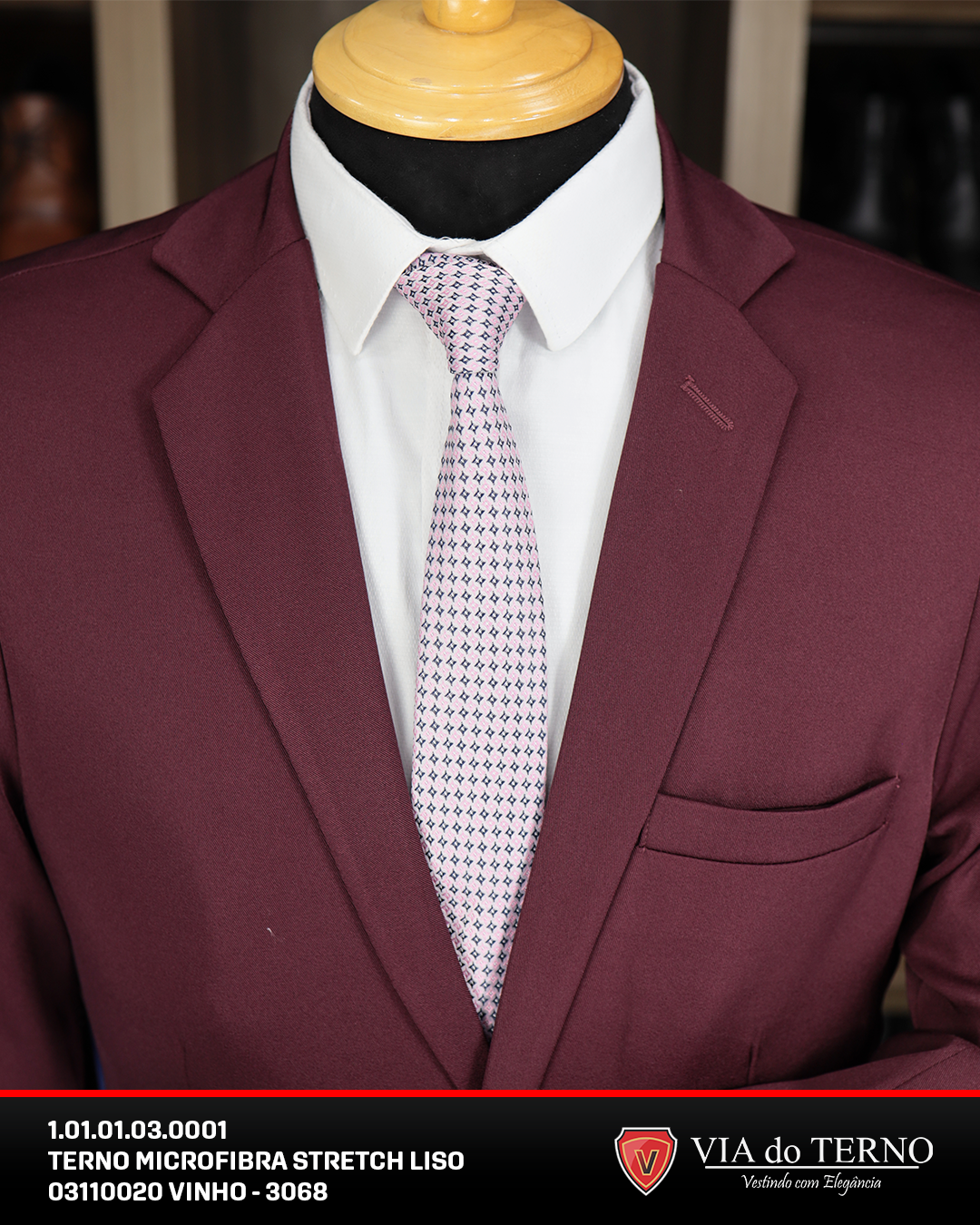 02 terno slim stretch vinho microfibra