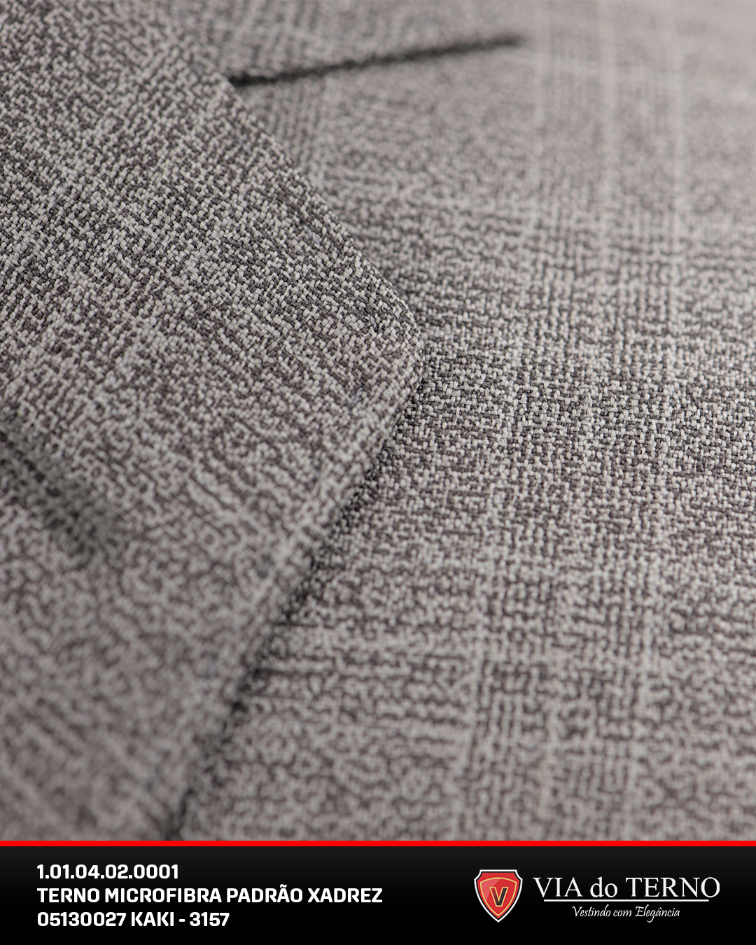 03 terno slim xadrez kaki microfibra