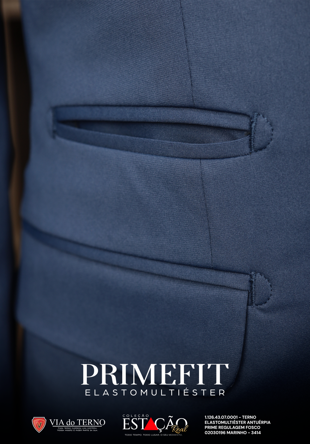 02 terno prime fit elasto multiester azul marinho calca c regulagem
