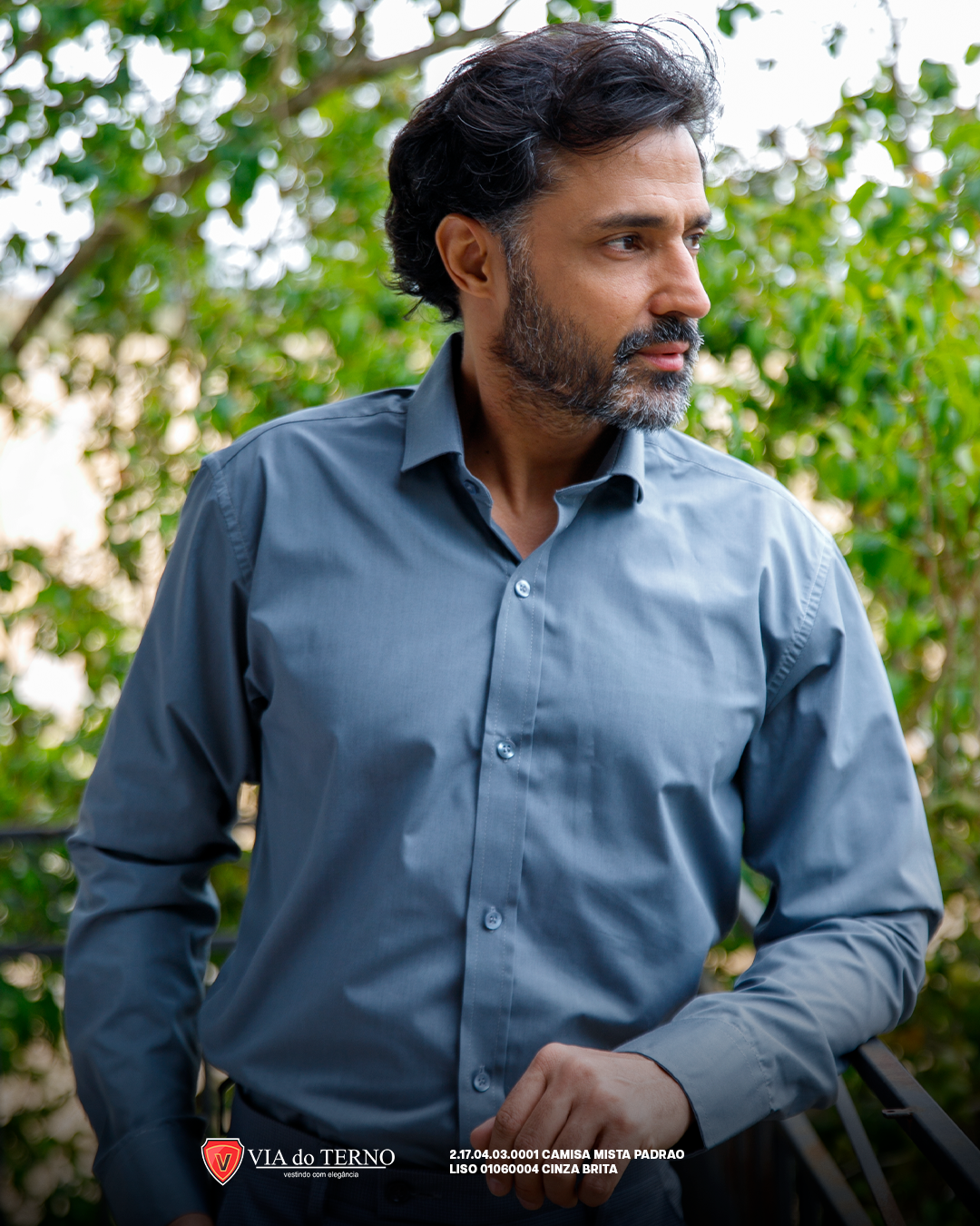 02 camisa social slim mista cinza brita estacao real