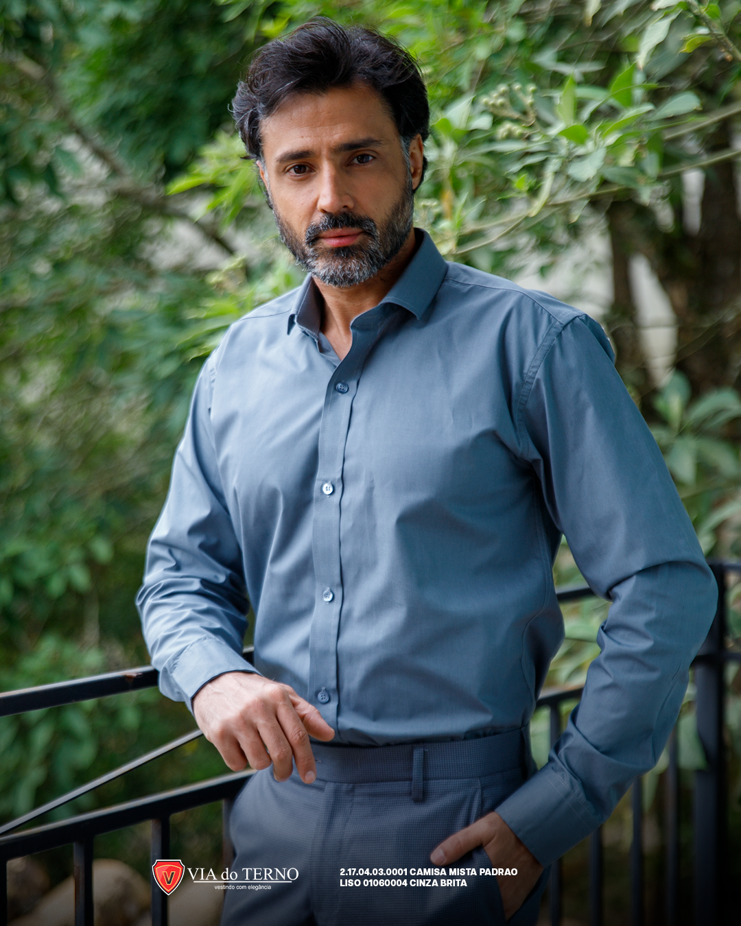 04 camisa social slim mista cinza brita estacao real