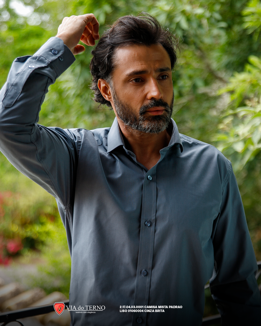 06 camisa social slim mista cinza brita estacao real