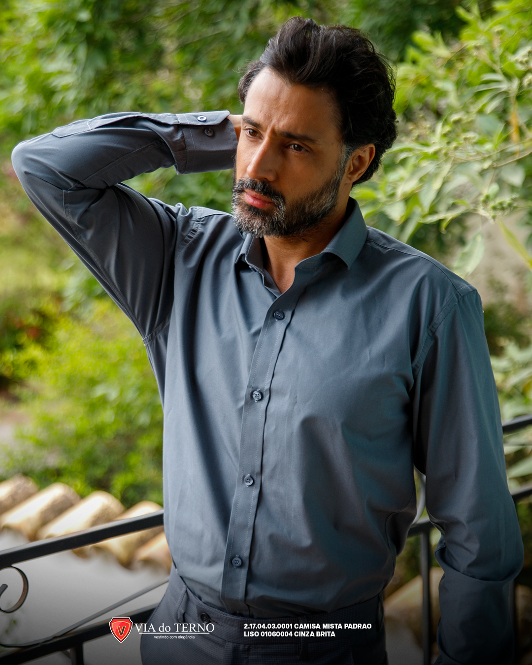 07 camisa social slim mista cinza brita estacao real