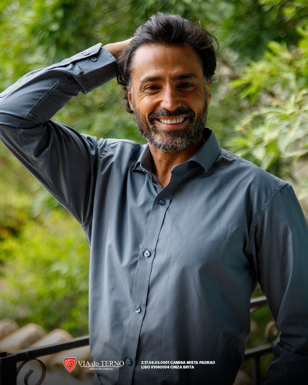 10 camisa social slim mista cinza brita estacao real